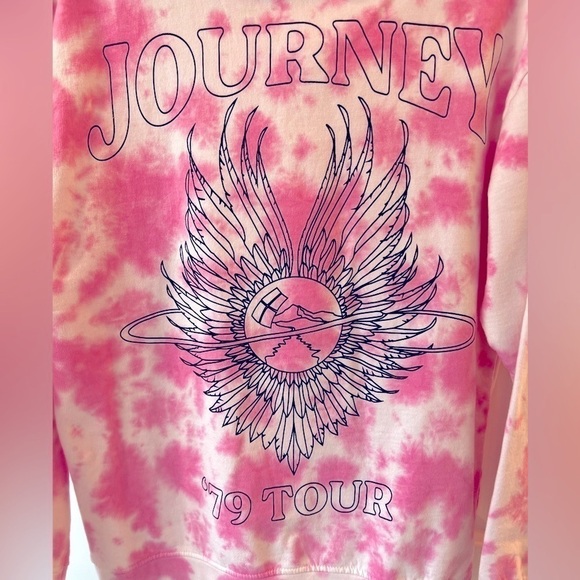 JOURNEY WORLD TOUR PINK TYE DYE SWEAT SHIRT HOODIE SIZE SMALL - Picture 4 of 6